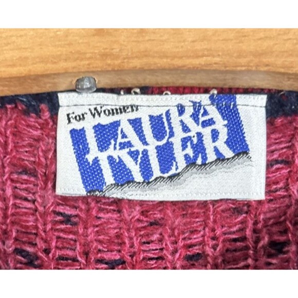 Vintage Laura Tyler Sweater Women’s XL Rose AOP Adele Knit Cottagecore Holiday - Picture 6 of 16